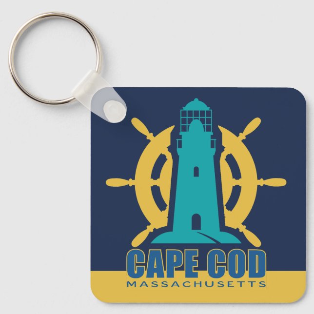 Custom Name / Text Cape Cod Massachusetts Keychain (Front)