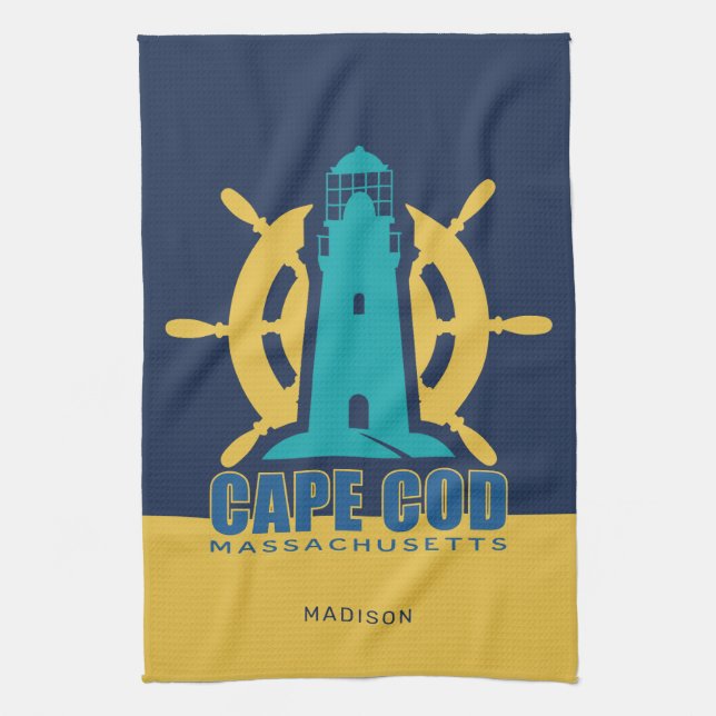 Custom Name / Text Cape Cod Massachusetts Kitchen Towel (Vertical)