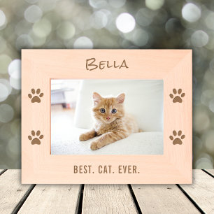 Custom Name Text Cat Mom Dad Pet Owner Paw Prints Etched Frames