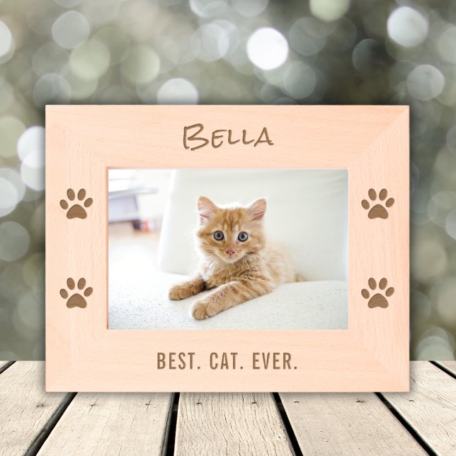 Custom Name Text Cat Mom Dad Pet Owner Paw Prints Etched Frames (Creator Uploaded)