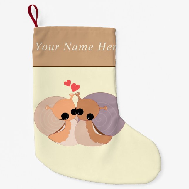 Custom Name Text Christmas Stocking Couple Snails (Front)
