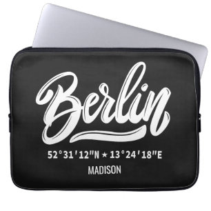 Custom Name / Text & Color Berlin Coordinates Laptop Sleeve