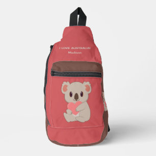 Custom Name, Text  & Color Love Koala Sling Bag
