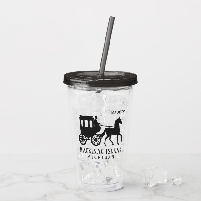 Custom Name, Text & Color Mackinac Island Acrylic Tumbler (Back Ice)