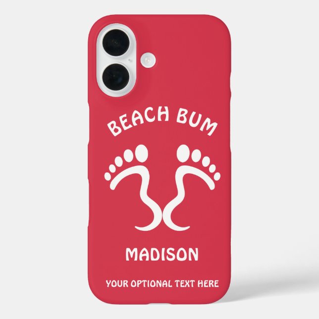 Custom Name, Text & Colour Beach Bum Case-Mate iPhone Case (Back)