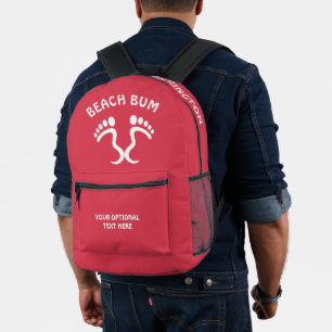 Custom Name, Text & Colour Beach Bum Printed Backpack