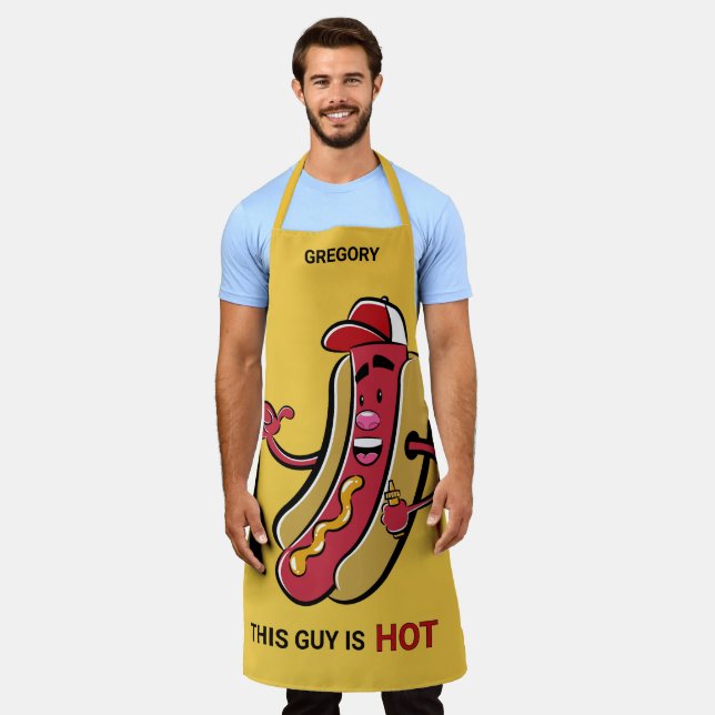 Custom Name, Text & Colour Hot Dog Apron (Worn)