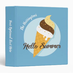 Custom name, text & colour Ice Cream Hello Binder