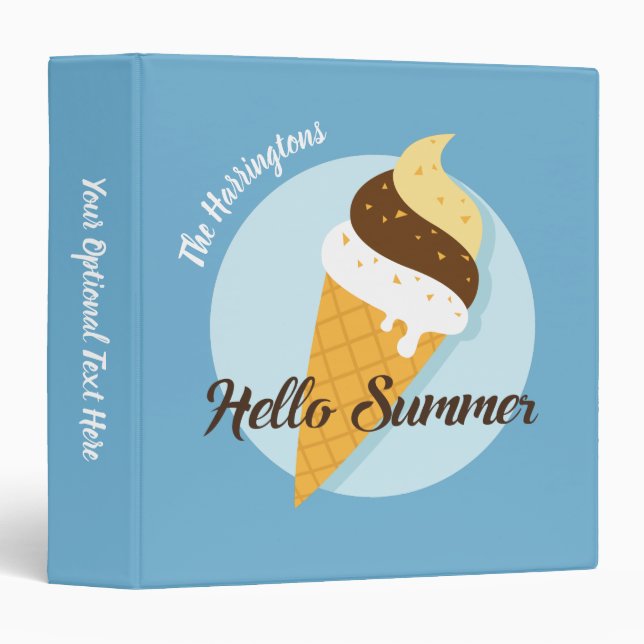 Custom name, text & colour Ice Cream Hello Binder (Front/Spine)