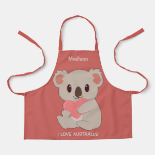 Custom Name, Text  & Colour Love Koala Apron