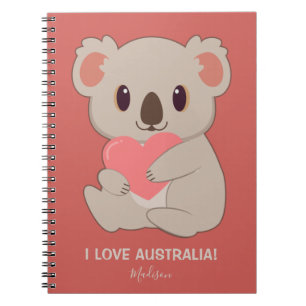 Custom Name, Text  & Colour Love Koala Notebook