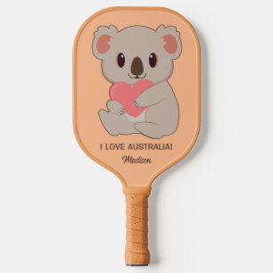 Custom Name, Text & Colour Love Koala Pickleball Paddle