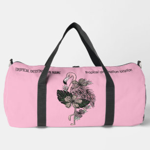 Custom Name, Text & Colour Pink Flamingo Duffle Bag