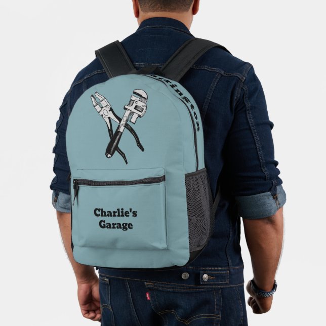Custom name, text & colour TOOLS Printed Backpack (Insitu (Model))