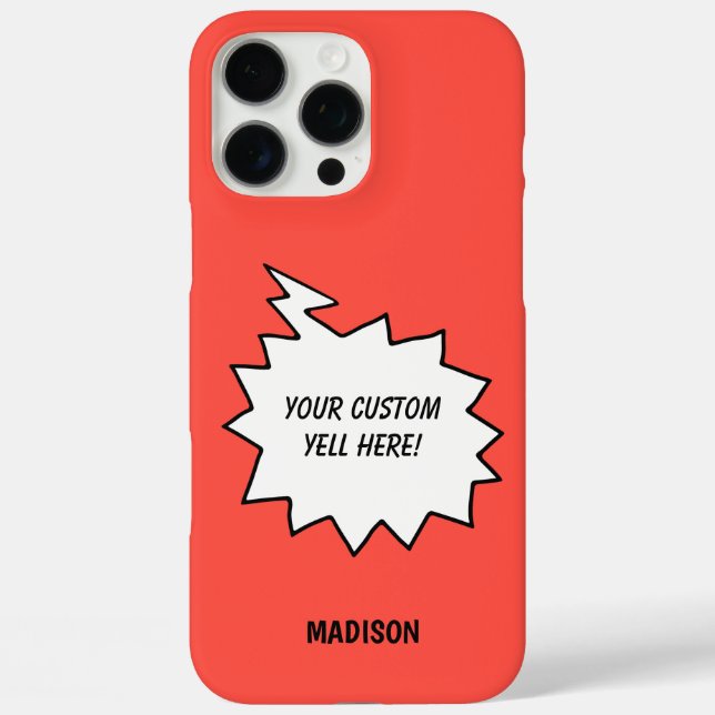 Custom Name, Text & Colour Yell Bubble Case-Mate iPhone Case (Back)