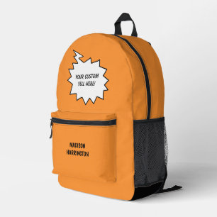 Custom Name, Text & Colour Yell Bubble Printed Backpack