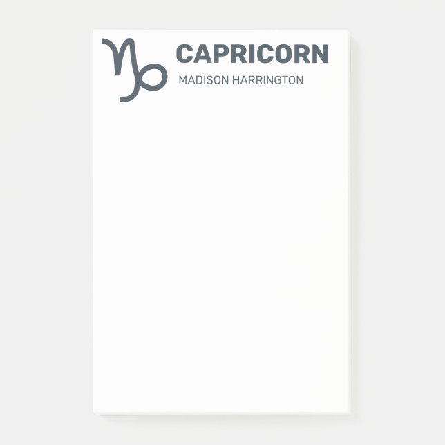 Custom Name / Text & Colour Zodiac Sign Capricorn Post-it Notes (Front)