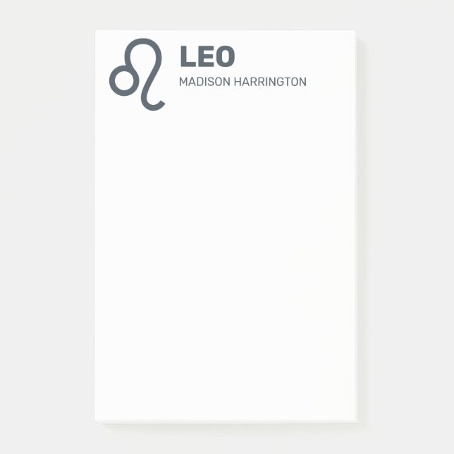 Custom Name / Text & Colour Zodiac Sign Leo Post-it Notes (Front)