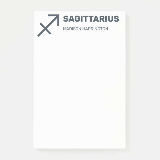 Custom Name / Text & Colour Zodiac Sign Sagittariu Post-it Notes (Front)