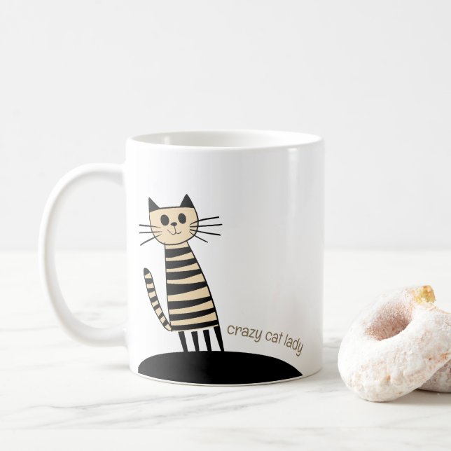 Custom Name & Text Crazy Cat Lady Coffee Mug (With Donut)