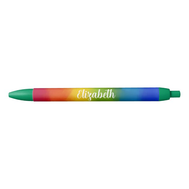 Custom Name Text Cute Modern Colourful Template Blue Ink Pen (Front)