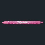 Custom Name Text Cute Pretty Pink Romantic Black Ink Pen<br><div class="desc">Custom Pink Trendy Name Personalized Cute Template Black Ink Pen.</div>