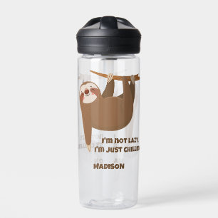 Custom Name & Text Cute Sloth Water Bottle