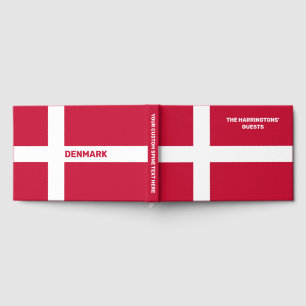 Custom Name & Text Denmark Flag Guest Book