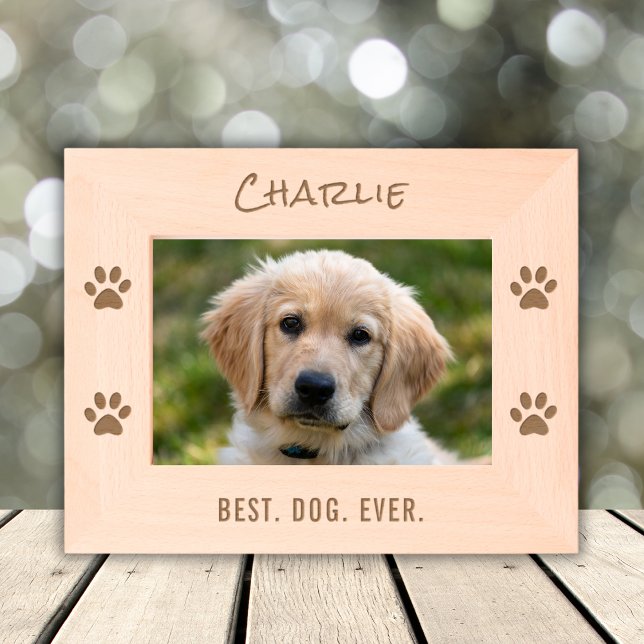 Custom Name Text Dog Mom Dad Pet Owner Paw Prints Etched Frames (Creator Uploaded)