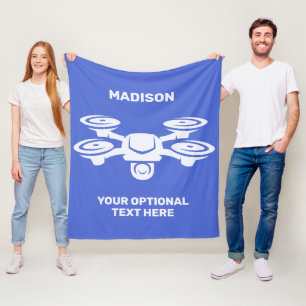 Custom Name & Text Drone Fleece Blanket