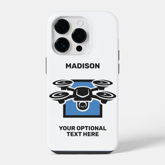 Custom Name & Text Drone iPhone Case (Back)