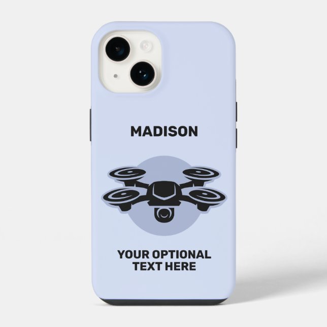Custom Name & Text Drone iPhone Case (Back)