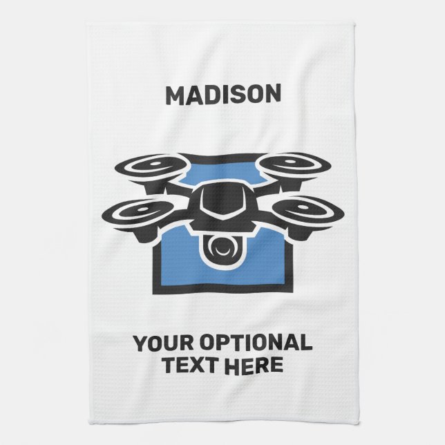 Custom Name & Text Drone Kitchen Towel (Vertical)