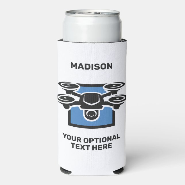 Custom Name & Text Drone Seltzer Can Cooler (Seltzer Back)