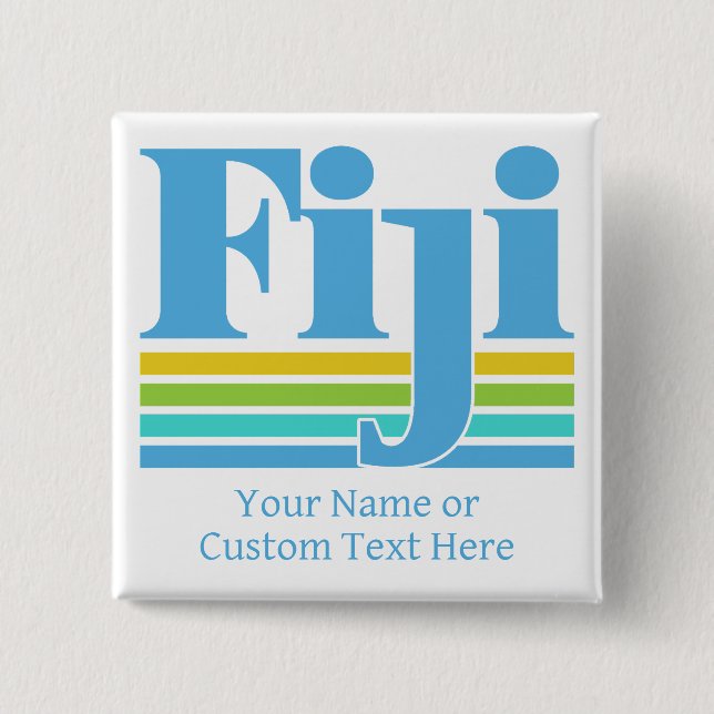 Custom Name / Text Fiji 2 Inch Square Button (Front)