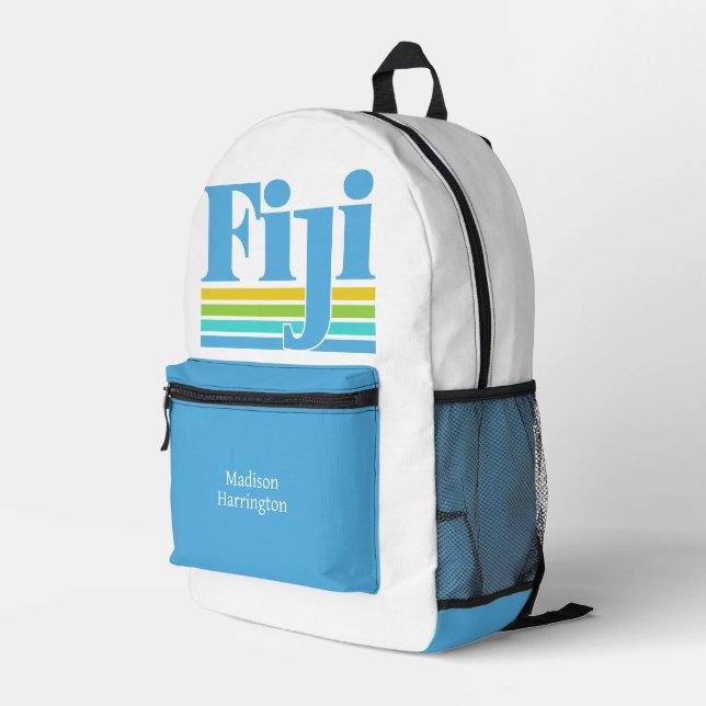 Custom Name / Text Fiji Printed Backpack (Back Corner Right)