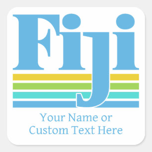 Custom Name / Text Fiji Square Sticker