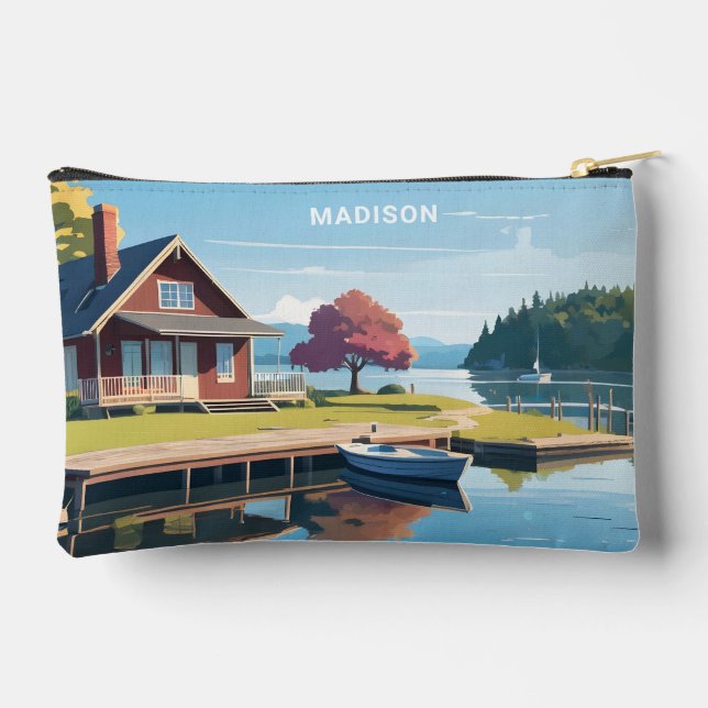Custom Name & Text Finland Nature Illustration Accessory Pouch (Back)