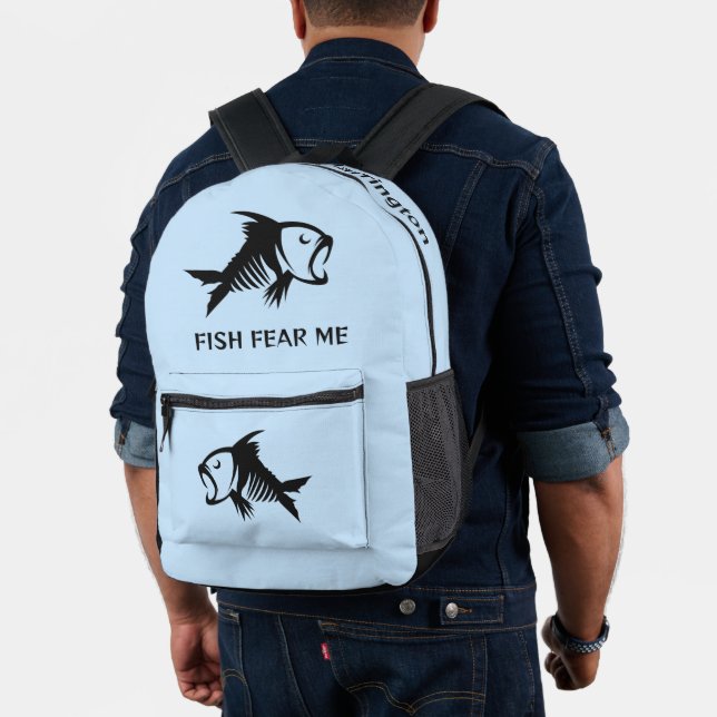 Custom Name & Text Fish Printed Backpack (Insitu (Model))