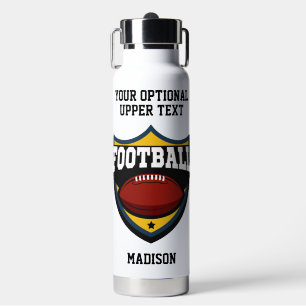 Custom Name & Text Football Logo Water Bottle