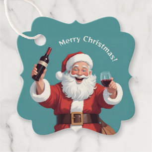Custom Name & Text Funny Drunk Santa Favour Tags