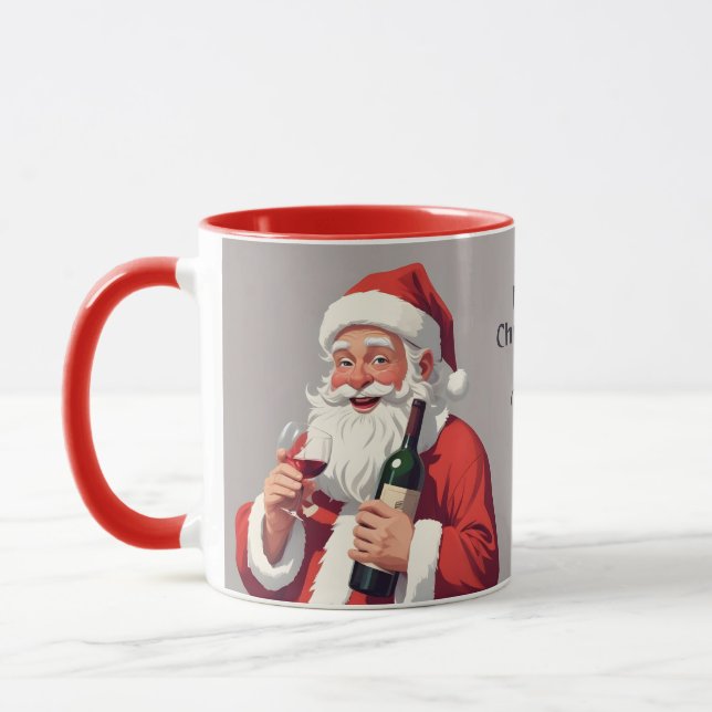 Custom Name & Text Funny Drunk Santa Mug (Left)
