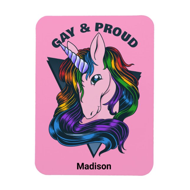 Custom Name & Text Gay Unicorn Magnet (Vertical)