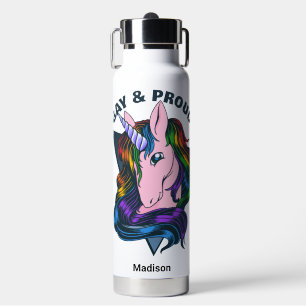 Custom Name & Text Gay Unicorn Water Bottle