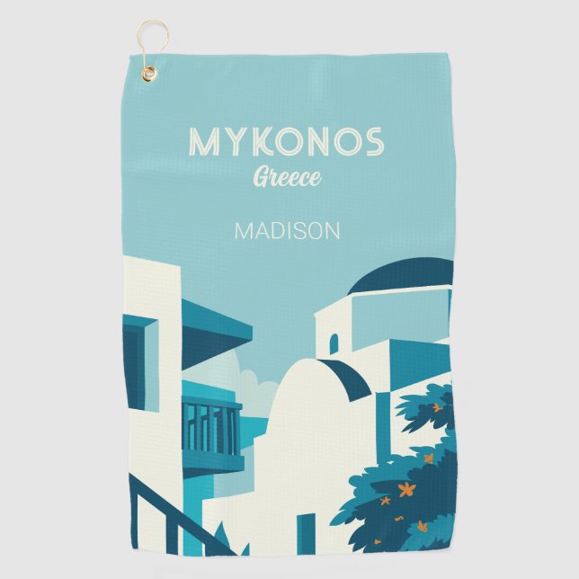 Custom Name & Text Greece Golf Towel (Front)