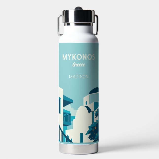 Custom Name & Text Greece Water Bottle (Front)