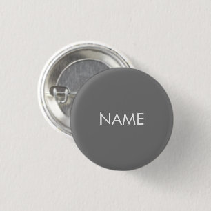 Custom name text grey white minimalist pin button