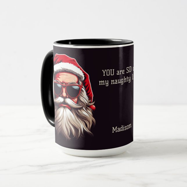 Custom Name & Text Grumpy Santa Mug (Front Left)