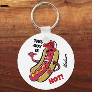 Custom Name & Text Hot Dog Keychain