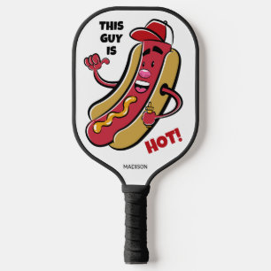 Custom Name & Text Hot Dog Pickleball Paddle